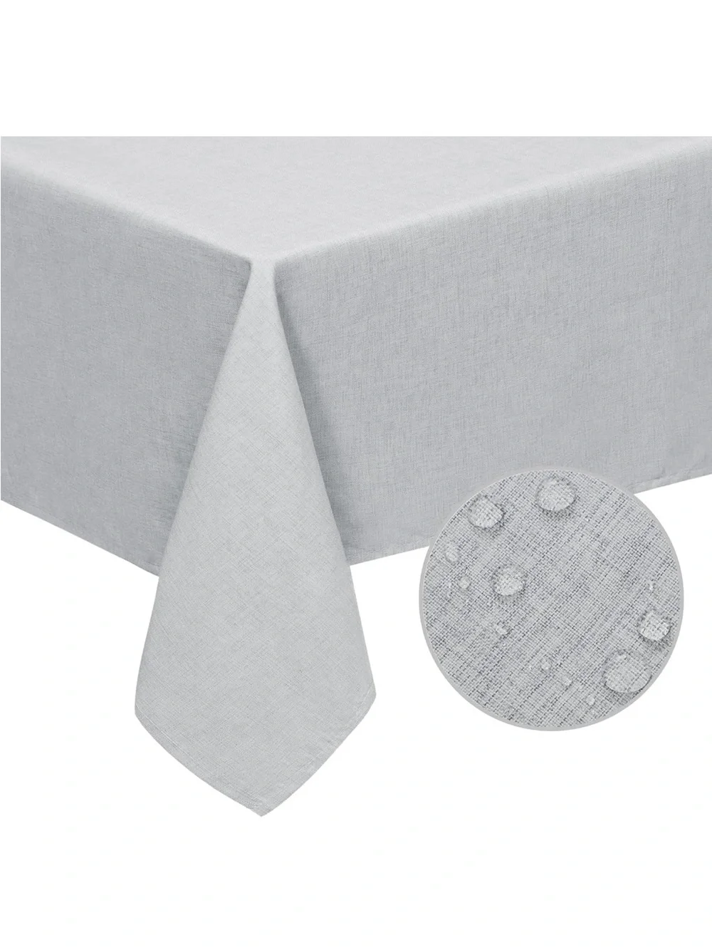 NEW Easy-Care Waterproof Faux Linen Tablecloth, Rectangle, 60x84”, Grey